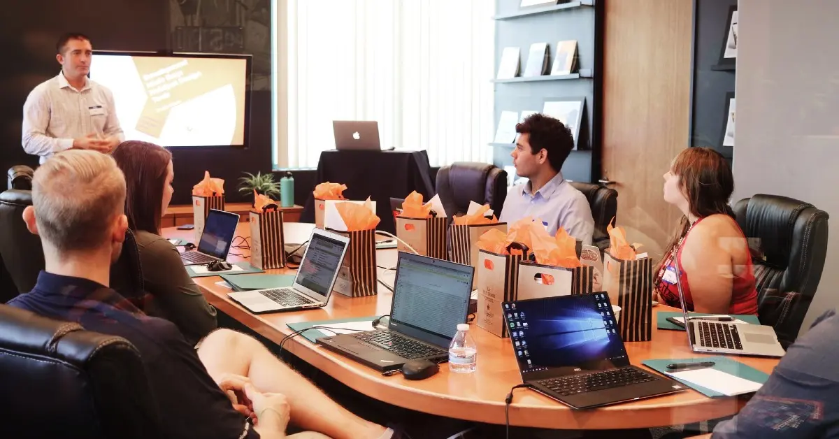 Team meeting around a conference table