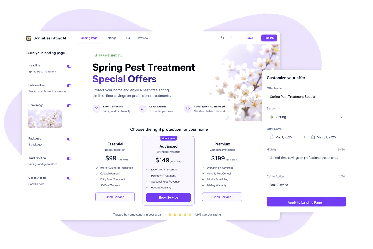 Atrax AI seasonal promo landing page builder