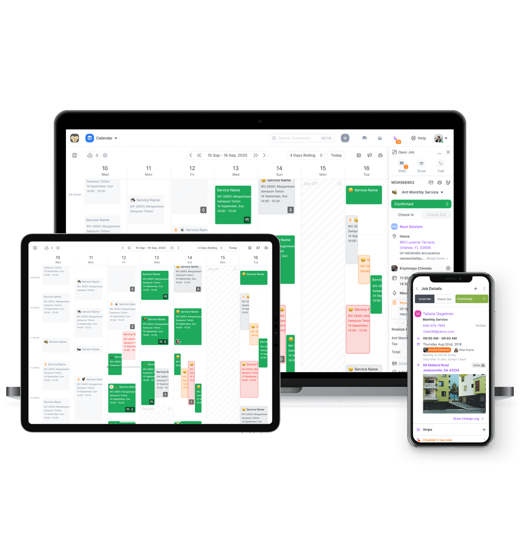 GorillaDesk field service app on mobile, tablet, and desktop