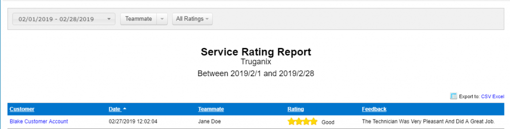 Service Rating Report | Pest Control Reporting Feature