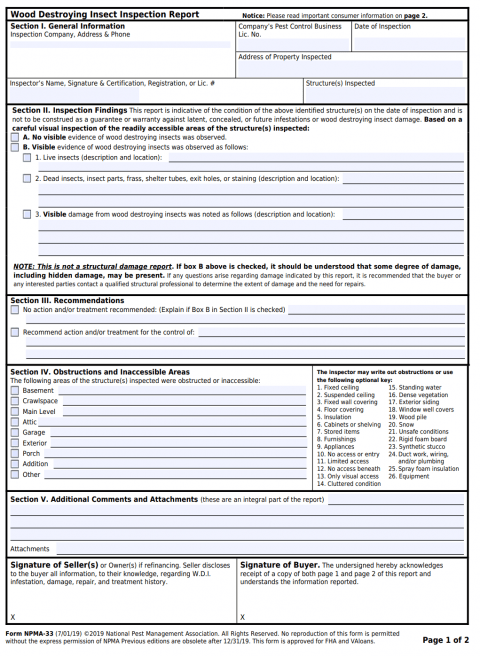 Lesson 1 NPMA 33 Termite Inspection Form GorillaDesk