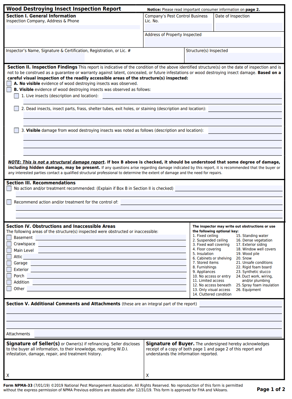 Lesson 1 NPMA33 Termite Inspection Form GorillaDesk