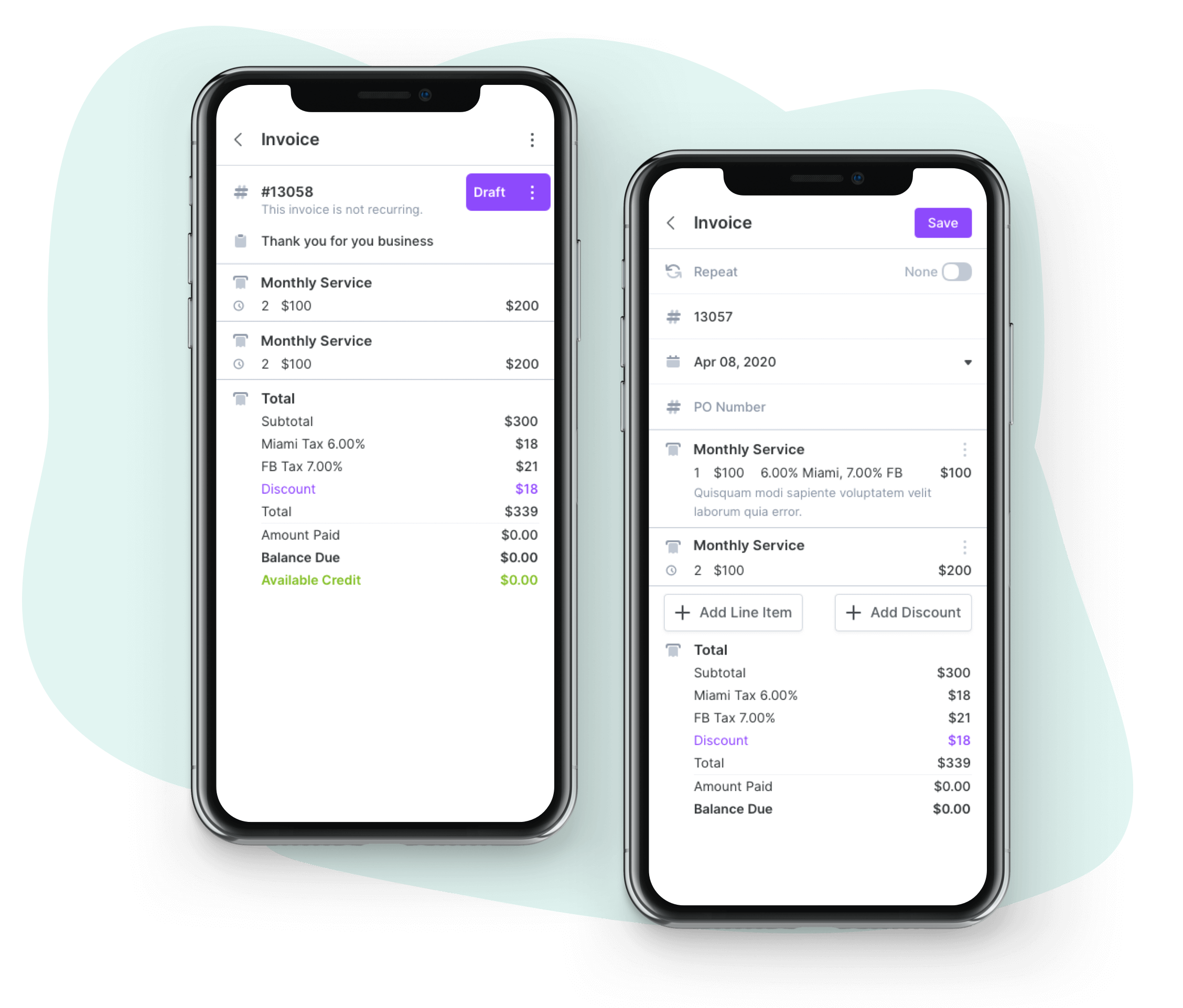 mobile invoicing with inventory