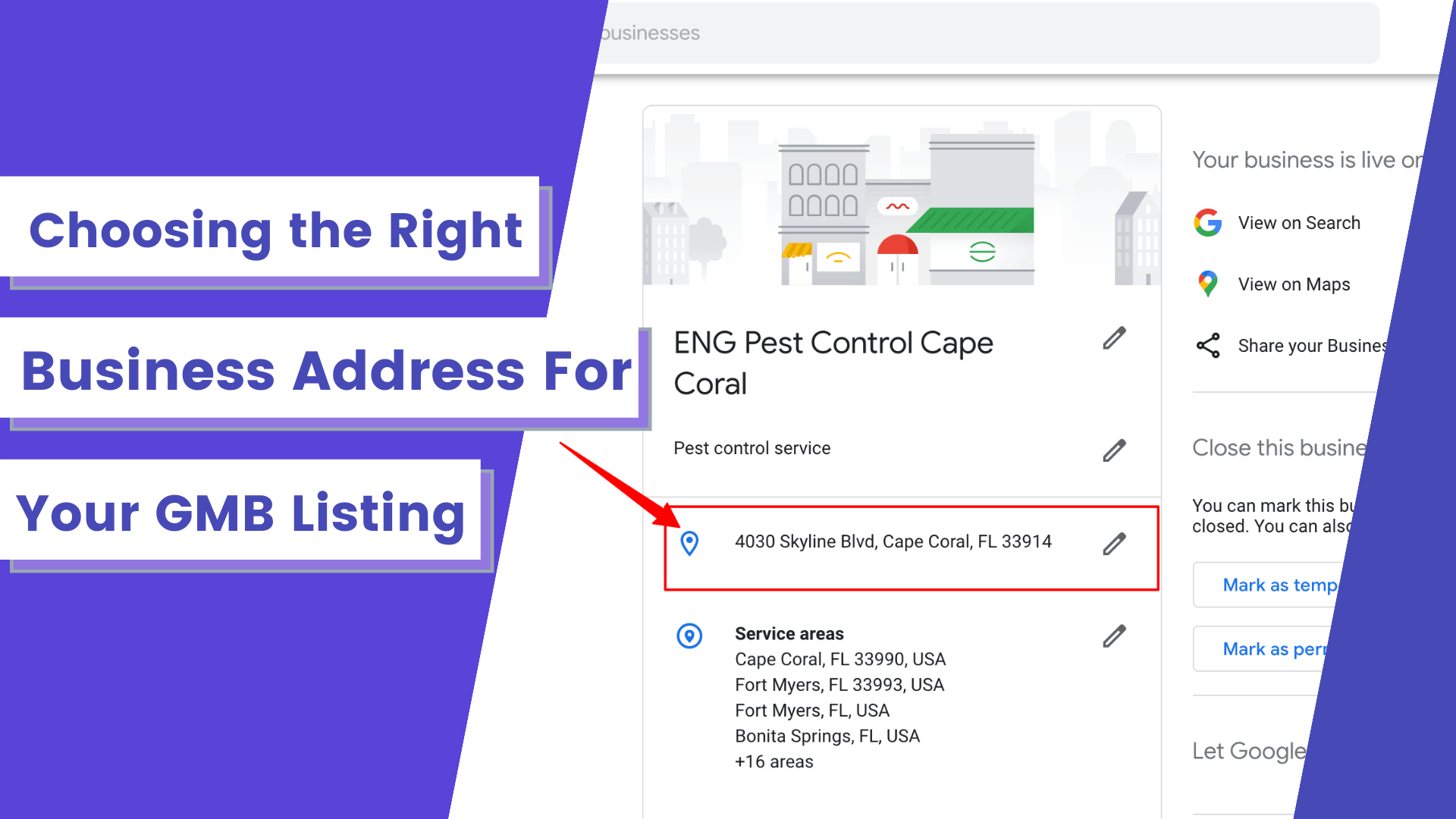 Selecting your GMB listing address