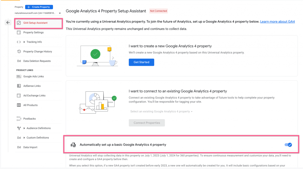 Link UA with GA4 Property