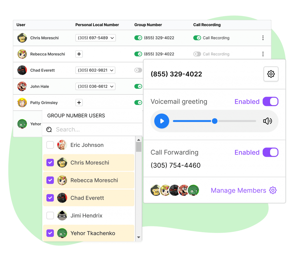 Group Numbers: Enable your entire team to handle calls
