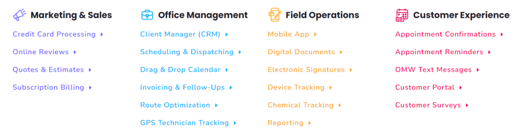 Different Pest Control Software Features