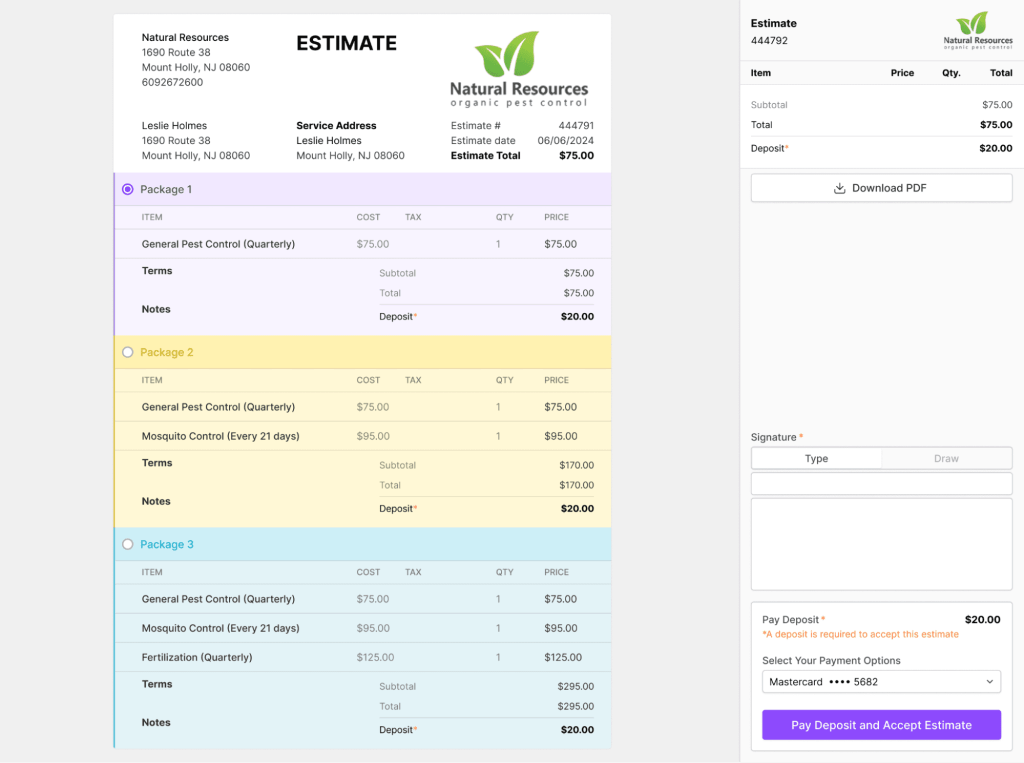 Estimate Packages