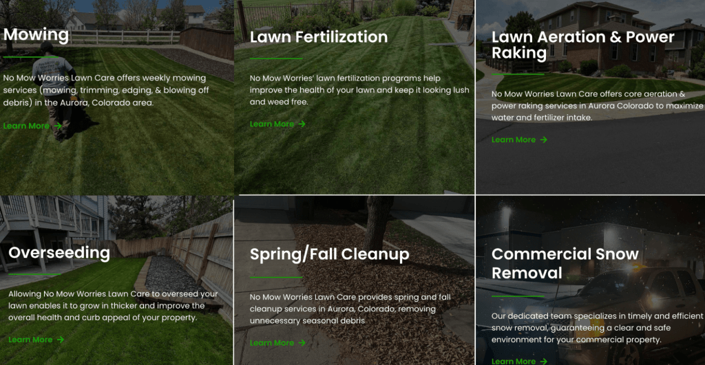 No Mow Worries Lawn Care Website