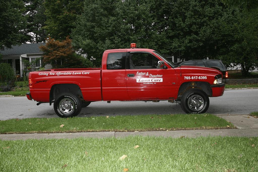 Lawn care service truck