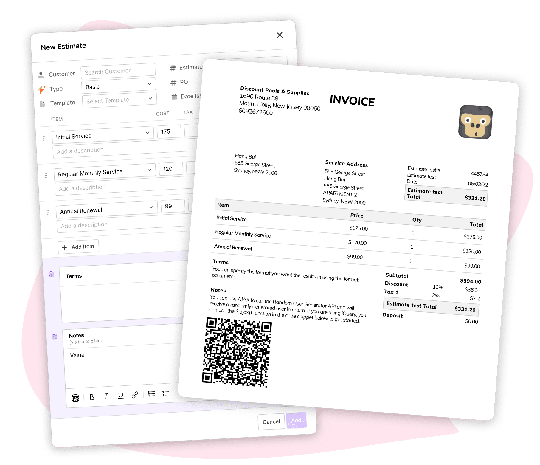 Pressure washing estimate and quoting software