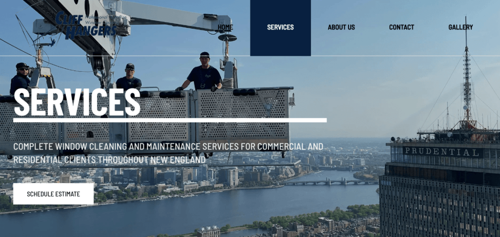 Cliff Hangers Window Cleaning Website New England